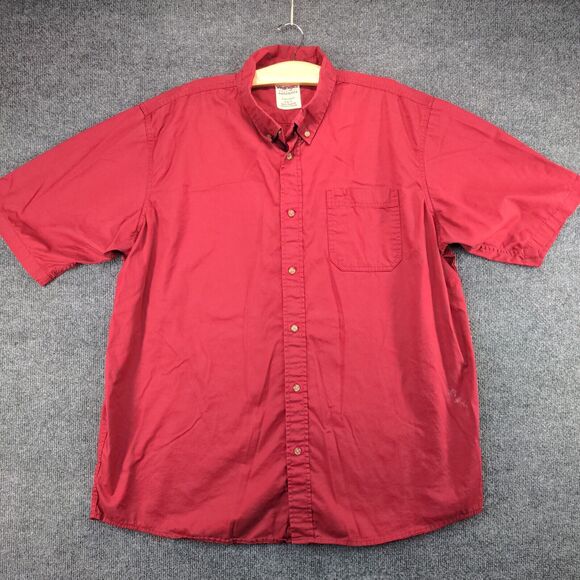 Wrangler Authentics Mens Chest Pocket Button-Down Shirt Red 2XT 100% Cotton - Picture 2 of 12